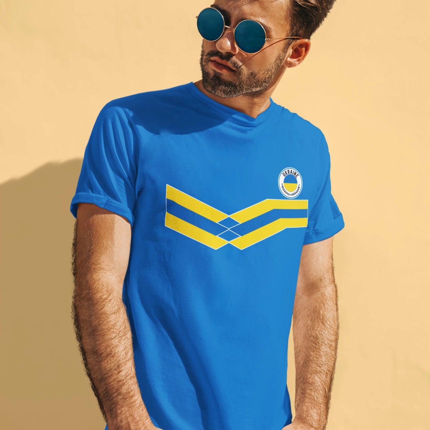 Mens UKRAINE T-Shirt Support Peace Protest Retro Strip Football Flag Ukranian