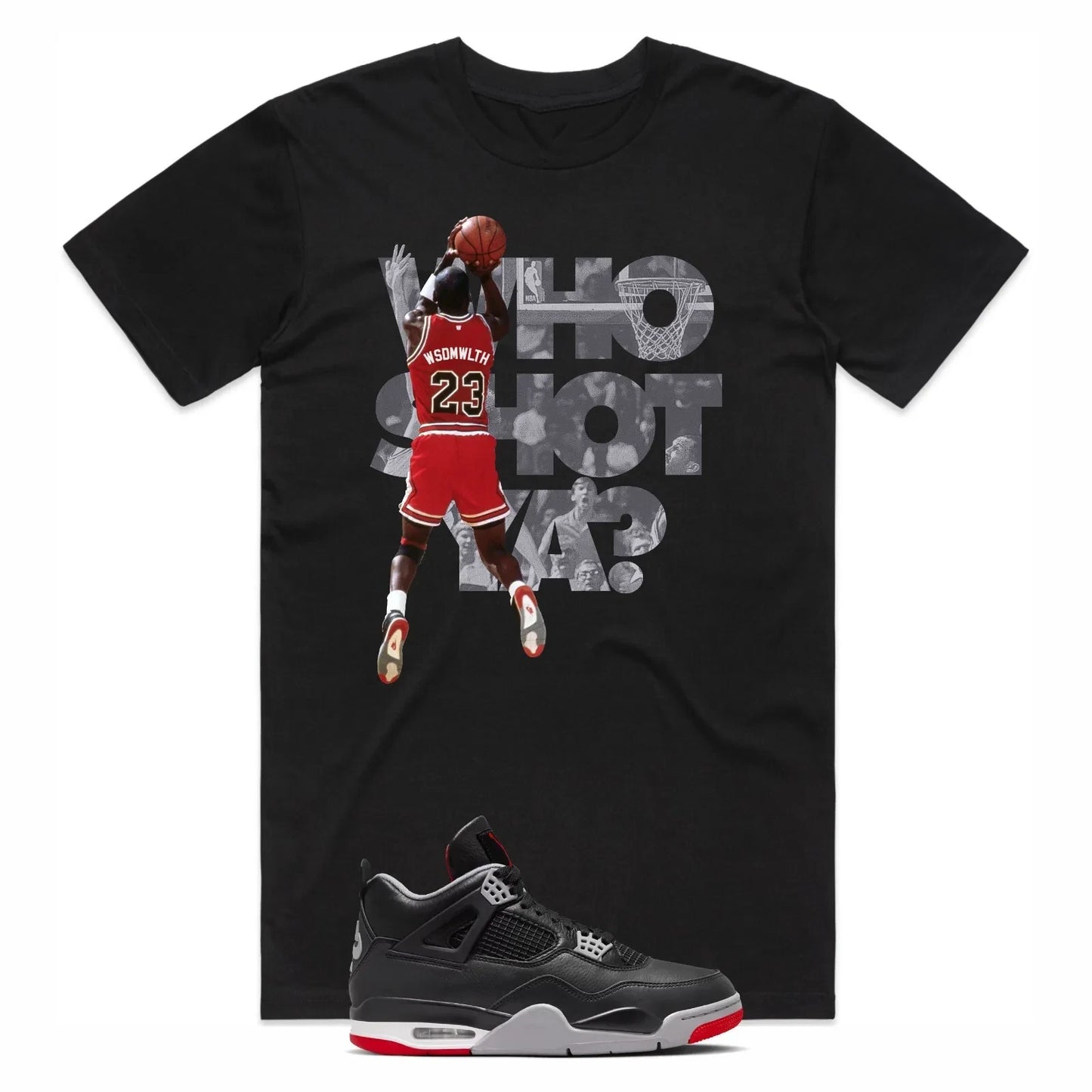 Shirt to Match Air Jordan Retro 4 Bred Reimagined - AJ4 Sneaker Matching Tee bla