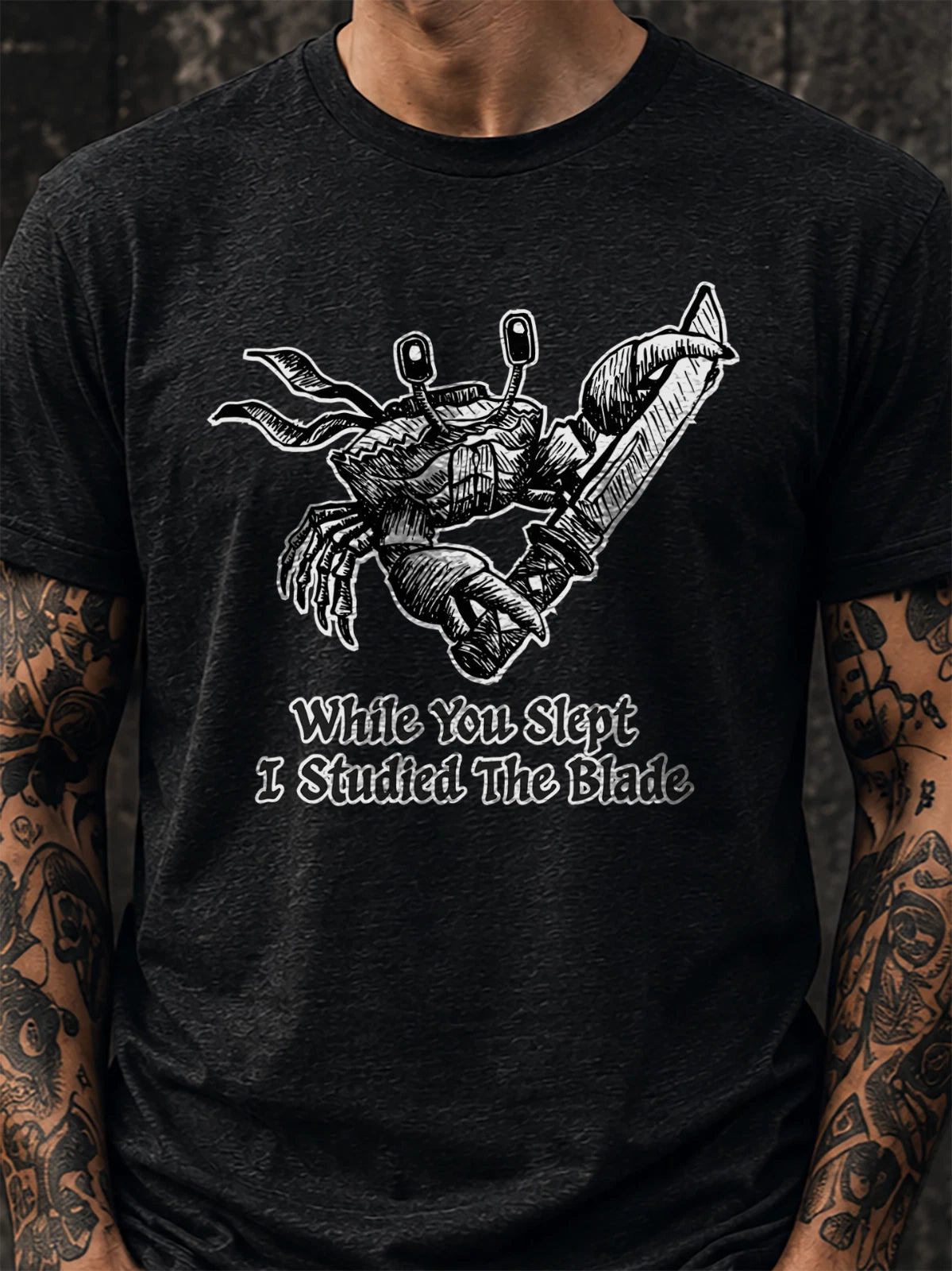 Studied The Blade Crab Graphic Tee, Samurai Meme Shirt, Anime Nerd Humor