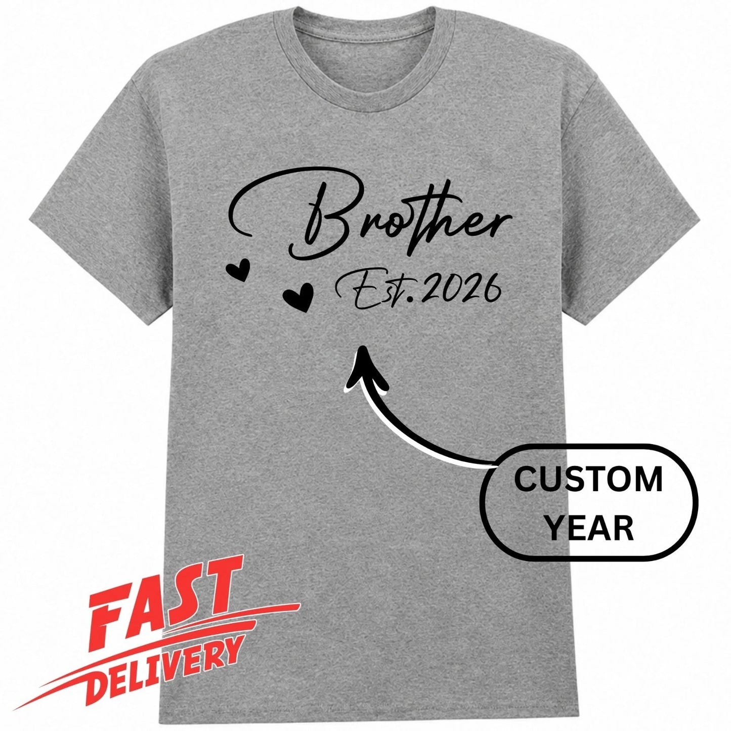 Personalised Brother Est Shirt Custom Pregnancy Reveal Baby Announcement Tee
