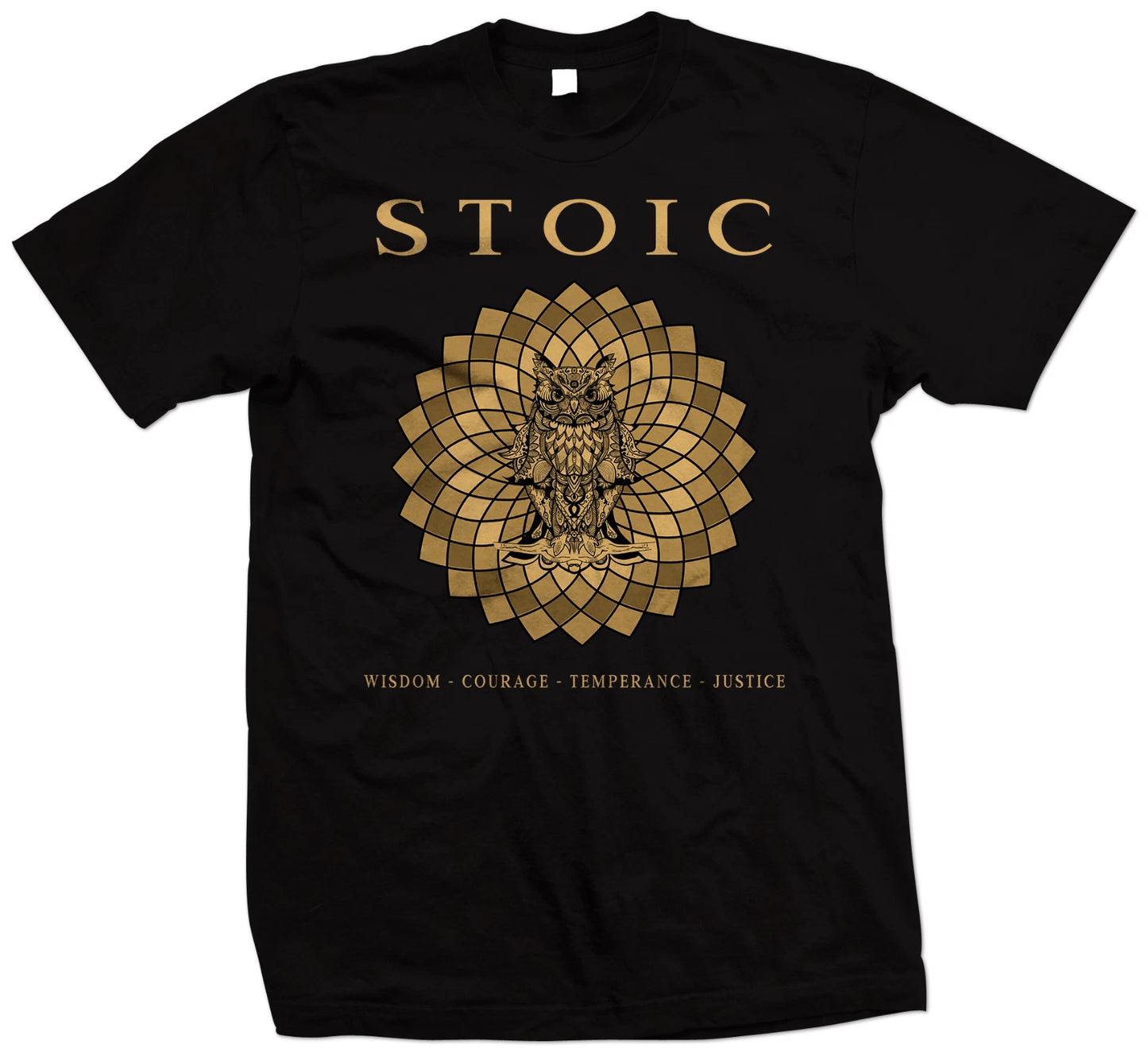 Stoic Virtues - T Shirt - Wisdom Justice Courage Moderation - Plato Socrates