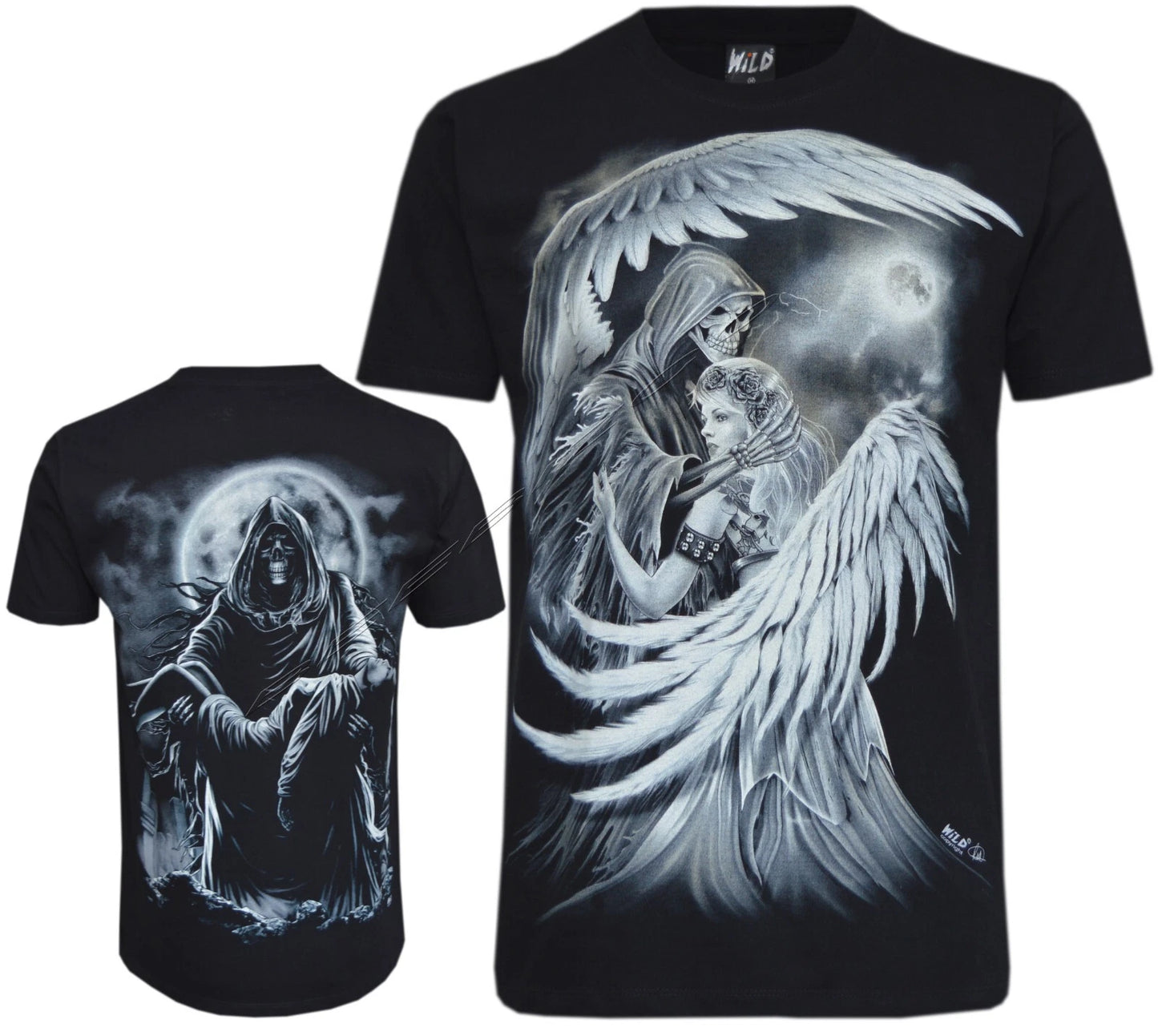 Grim Reaper T-shirt Light of Angel to Dark Side Moon Woman Glow in Dark by Wild