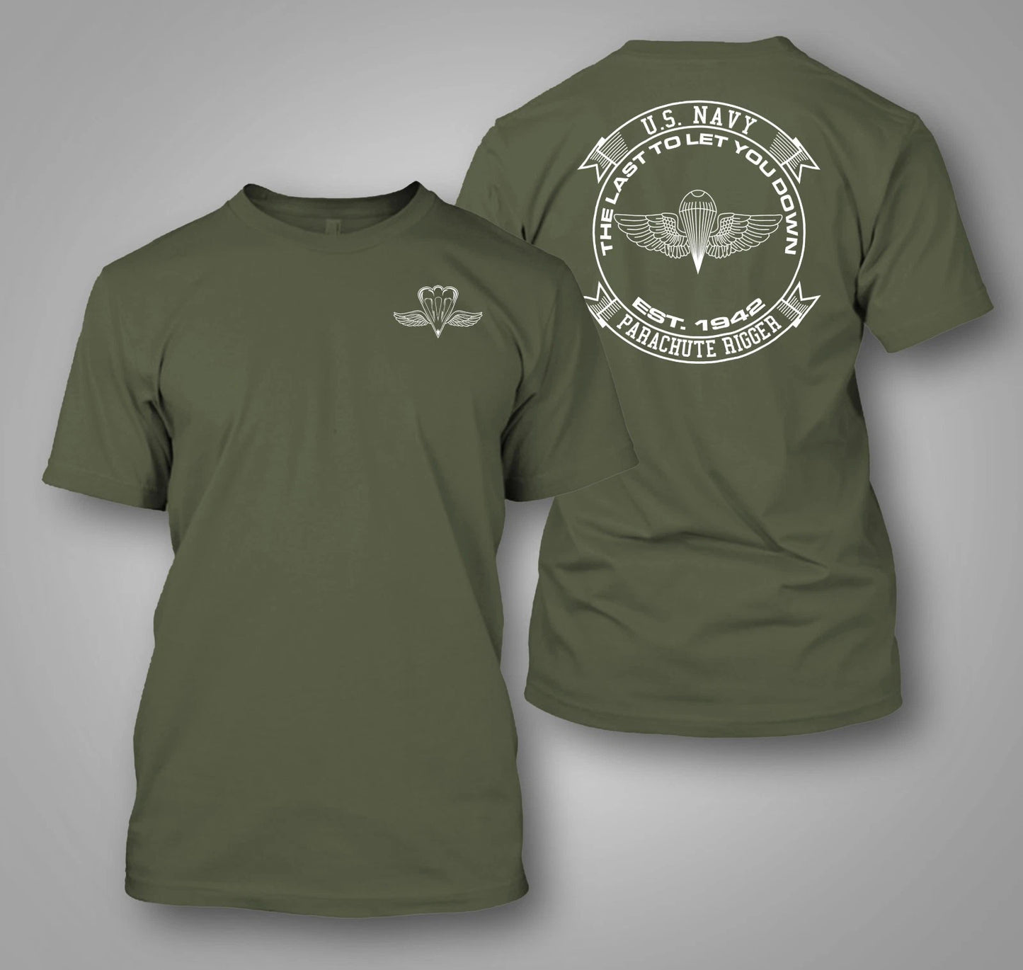 US Navy PR Parachute Rigger - Custom Men's Back and front T-Shirt Tee