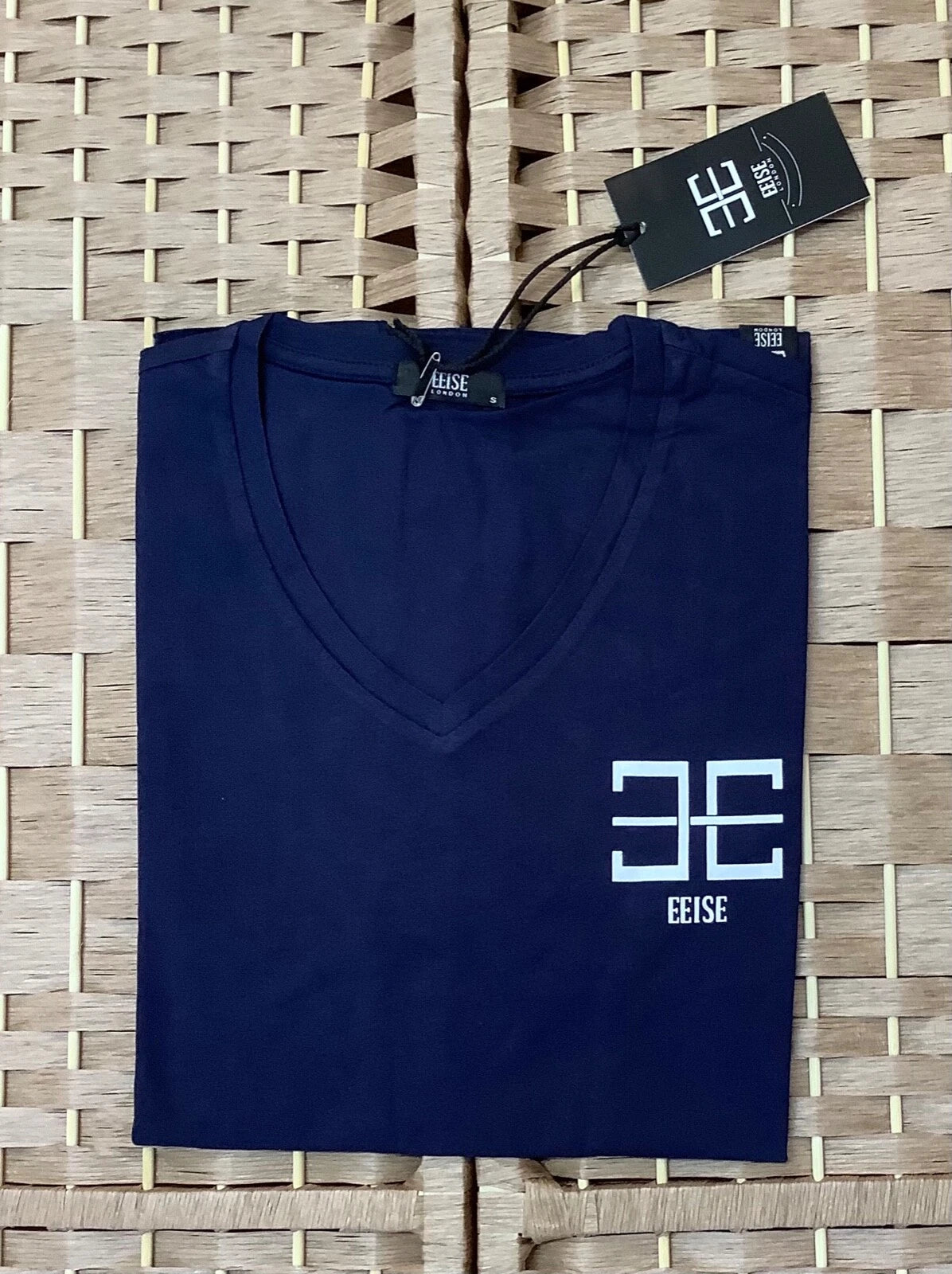 Men’s Plain Cotton Deep Low V -Neck Tee Logo T-Shirts Short Sleeve