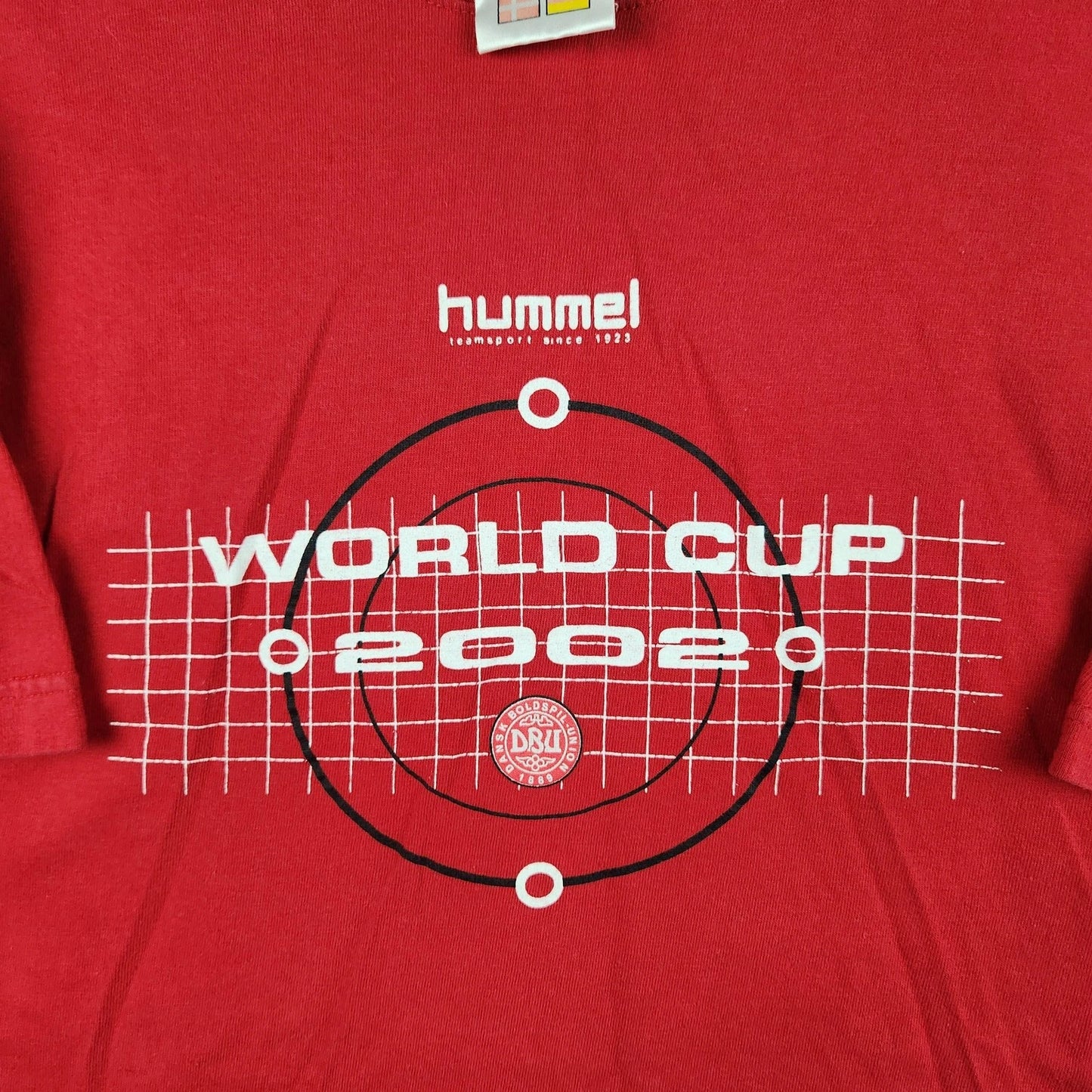 Vintage Hummel World Cup Shirt Mens XL Red 2002 Soccer Graphic Logo Sports Y2K