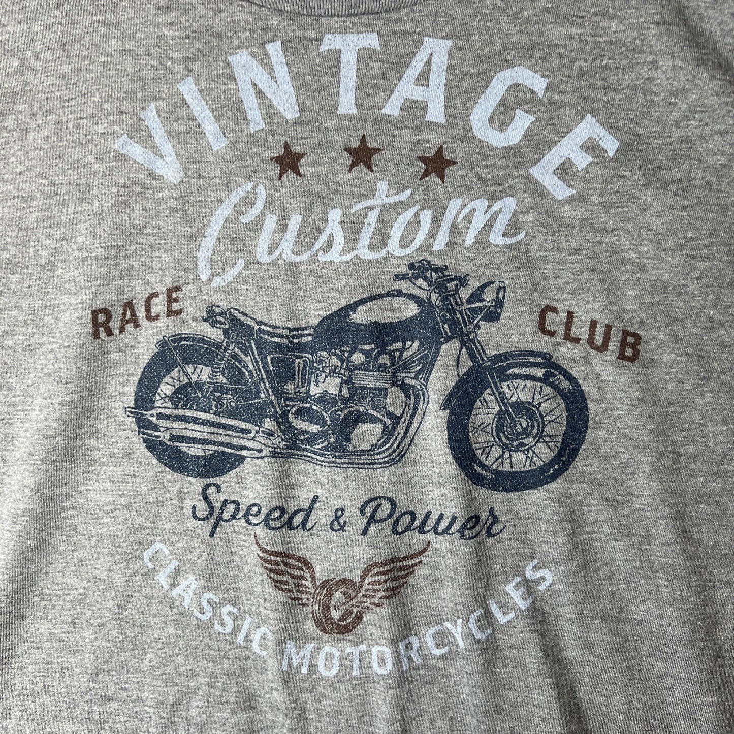Vintage Custom Race Club Classic Motorcycles 2XL T Shirt Gray Speed & Power