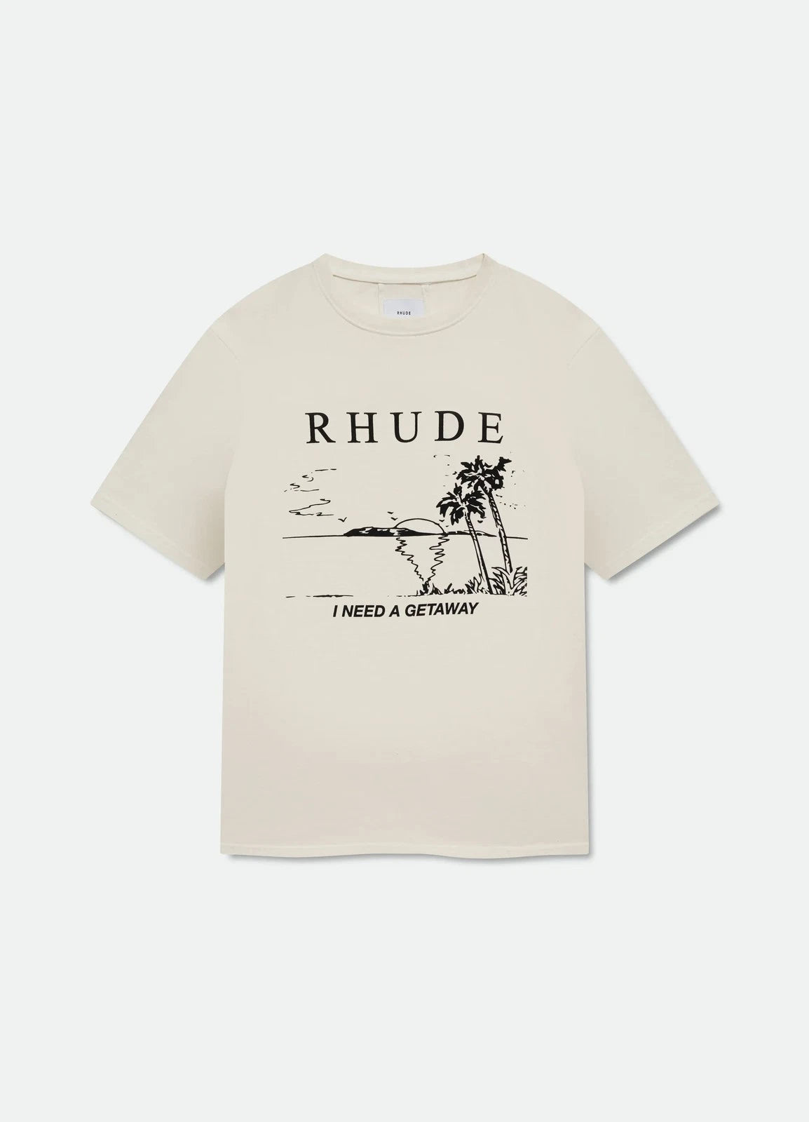 RHUDE Miami Formula Retro Logo Printed Short sleeved T-shirt White