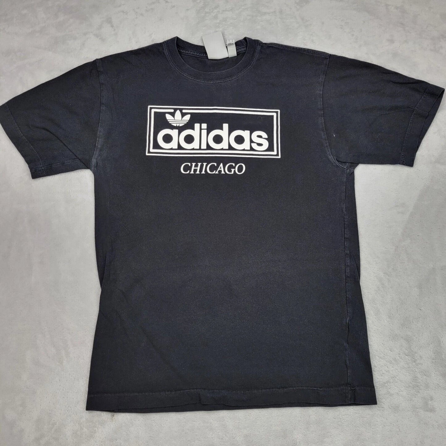 Adidas Shirt Men Small Black Crewneck Skater Grunge Hiphop Trefoil Chicago Adult