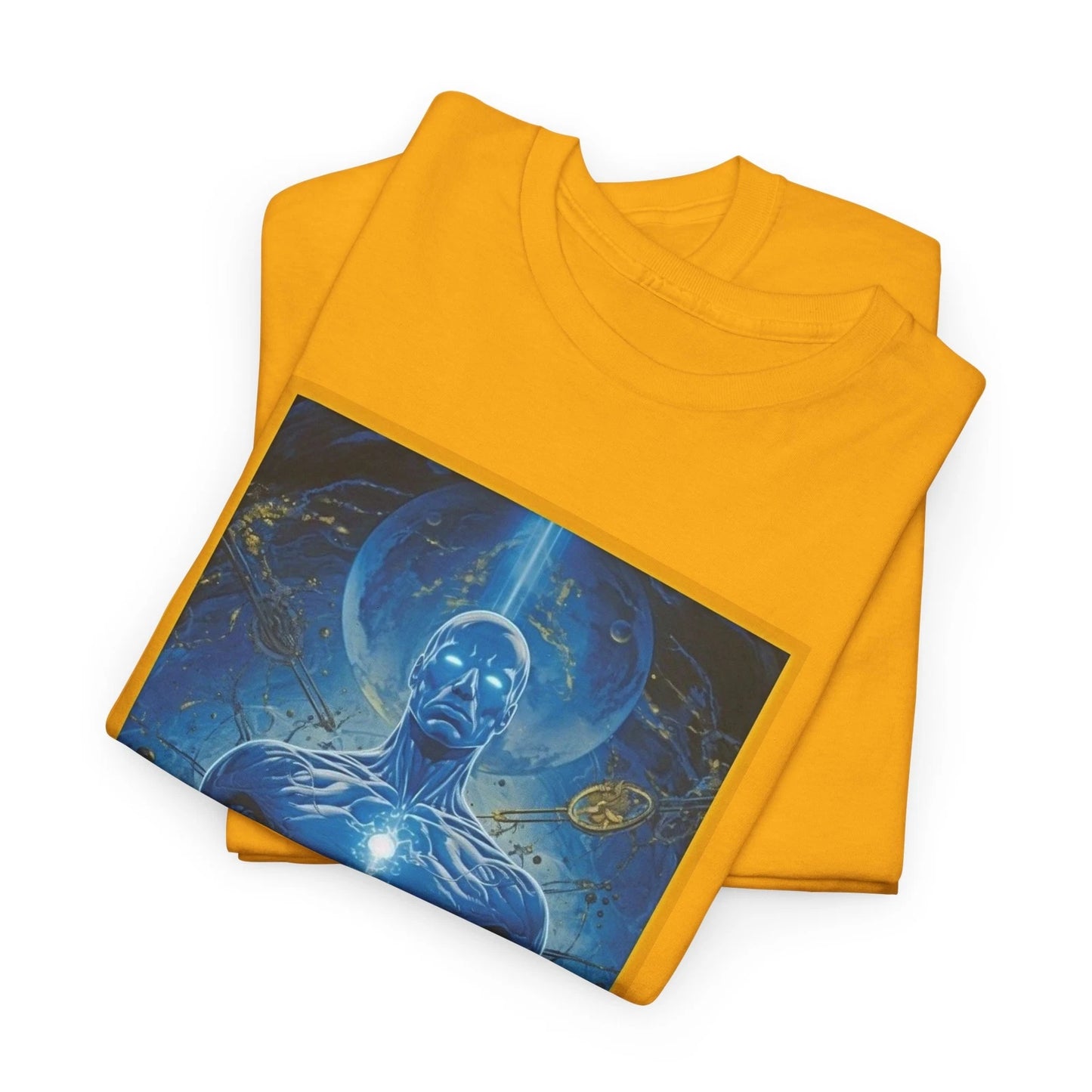 Dr. Manhattan Tee, Celestial Guardian Unisex Heavy Cotton, Cosmic Art T-Shirt