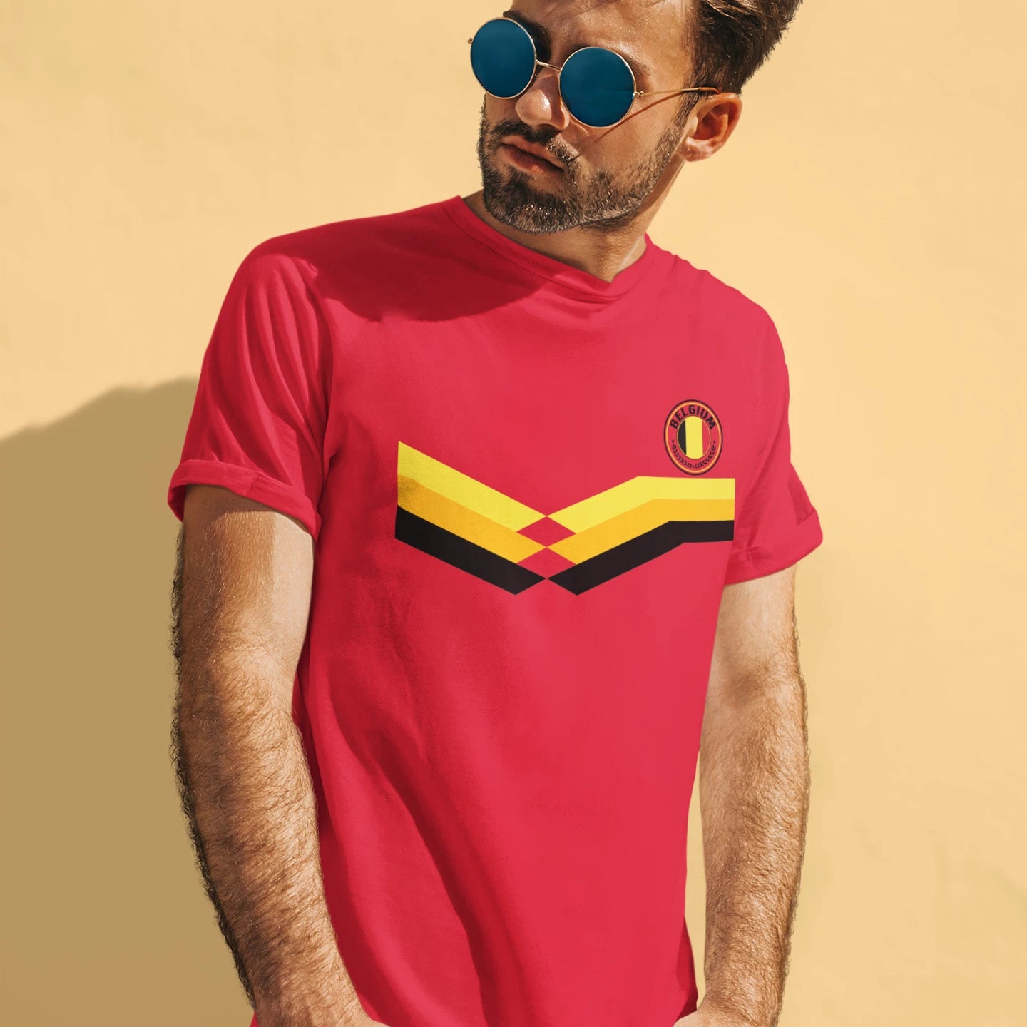 Mens BELGIUM Retro Strip Style Football TShirt Belgian World Cup 2026 Kit