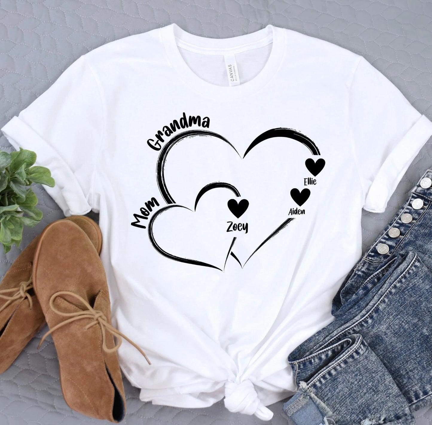 Custom Grandma Shirt, Mother's Day Gift, Kid Names Heart Tshirt, Baby Shower Tee