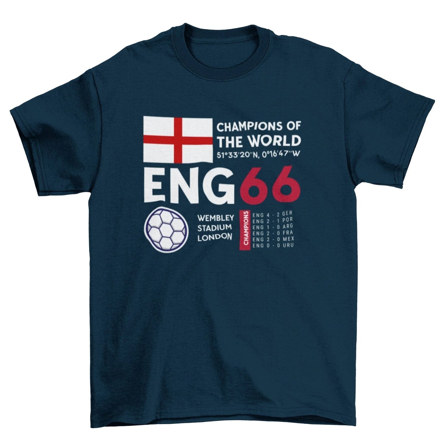 Retro Football T Shirt England 1966 Champions Of The World Cup Winners Soccer