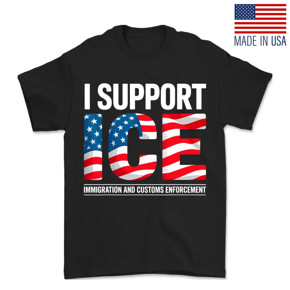 Ice Immigration Officers American Flag T-Shirt I Support Trump 2025 Unisex Tee