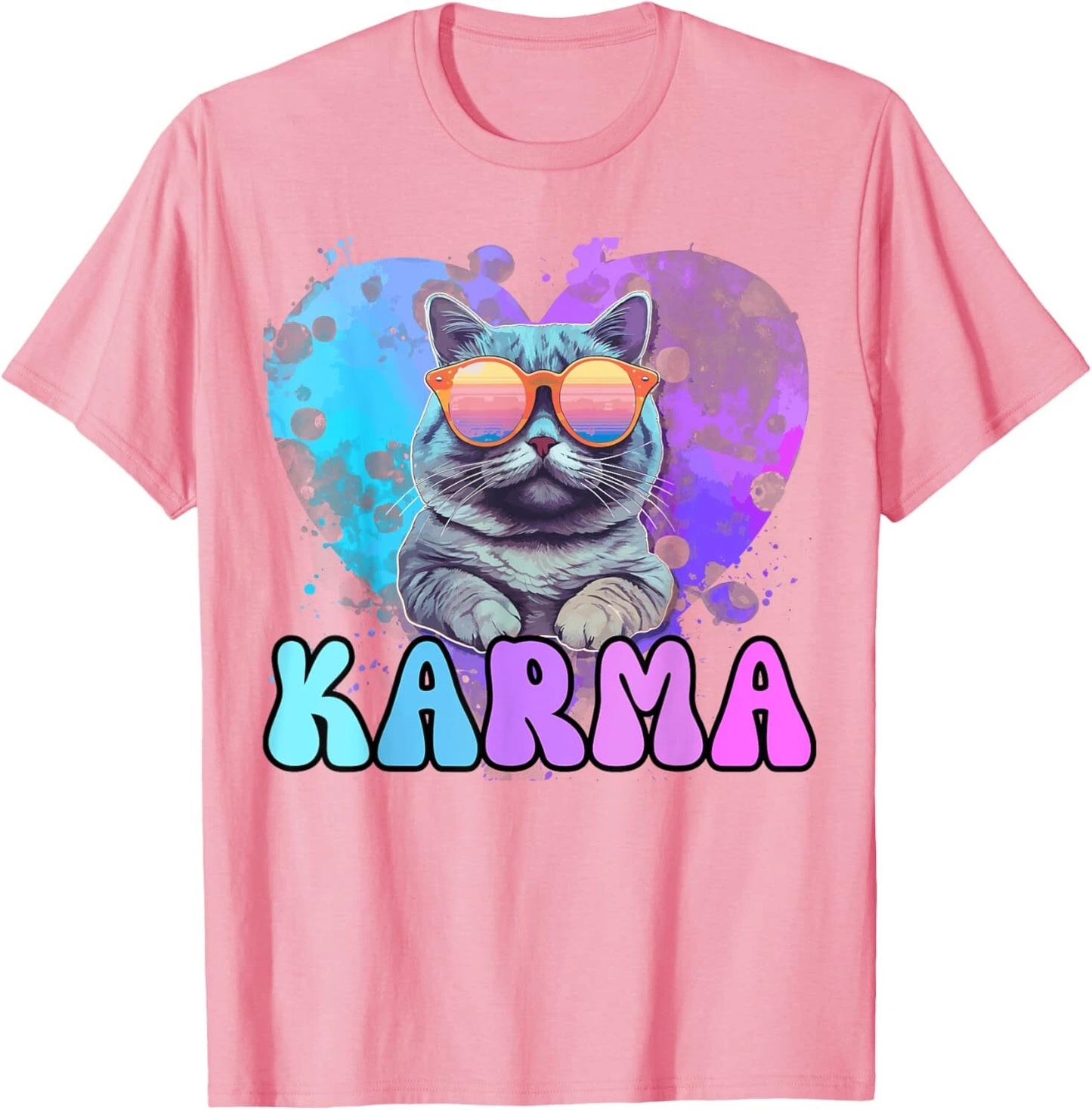 Cute Funny Cat Lover Heart Shape Karma T-Shirt