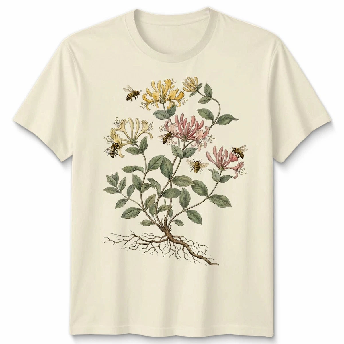 Vintage Honeysuckle Unisex T Shirt Flower Bee 90s Graphic Retro Garden Plant Tee