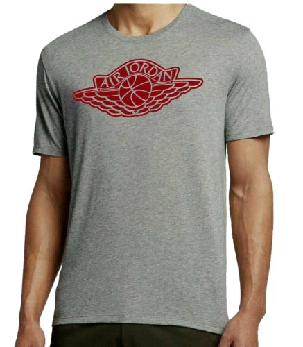 Nike Jordan Wings Logo T-Shirt Heather Grey/U Red Men's Small 2XL 3XL BNWT