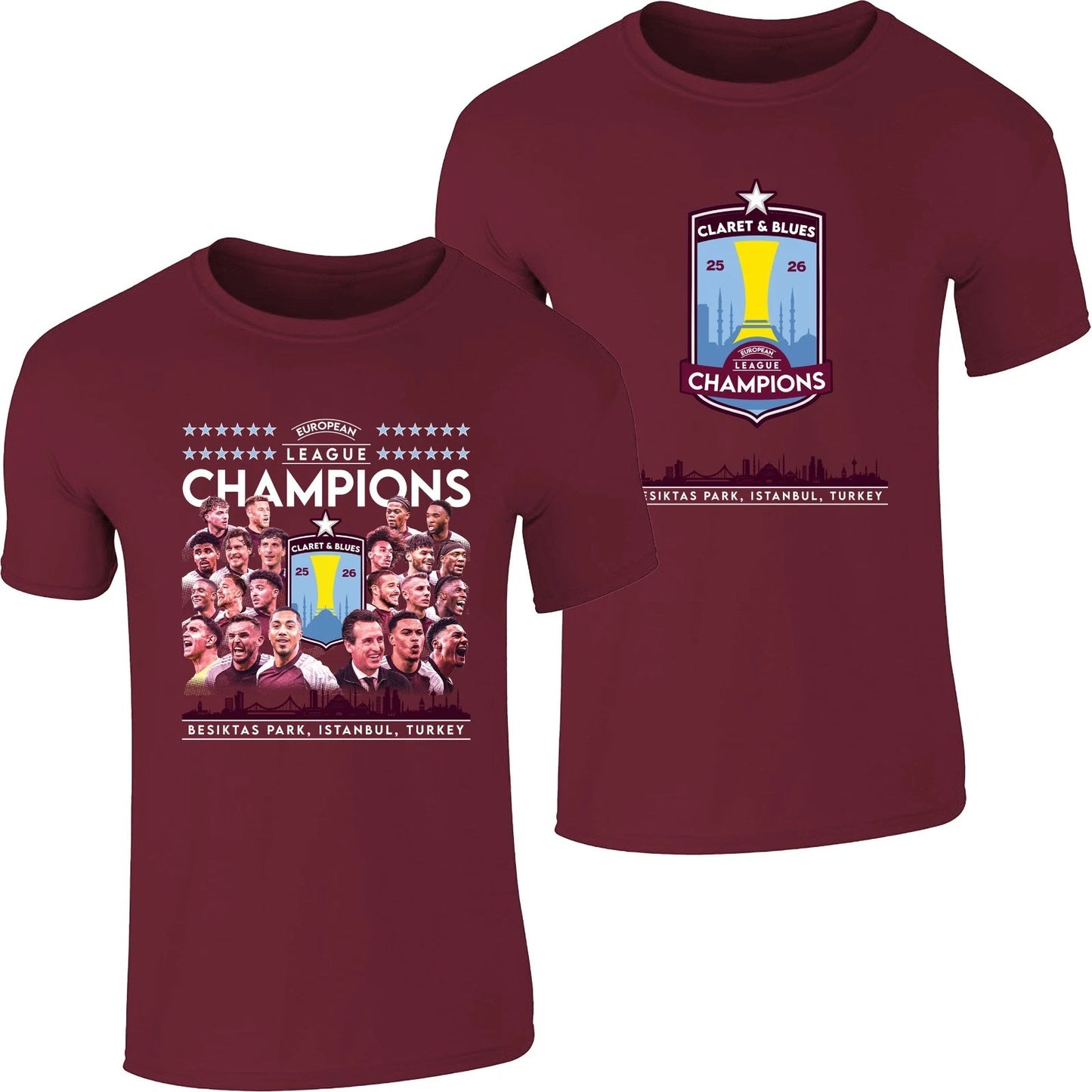 Villa European Champions 25/26 T-Shirt Adult - 2 Styles to choose from