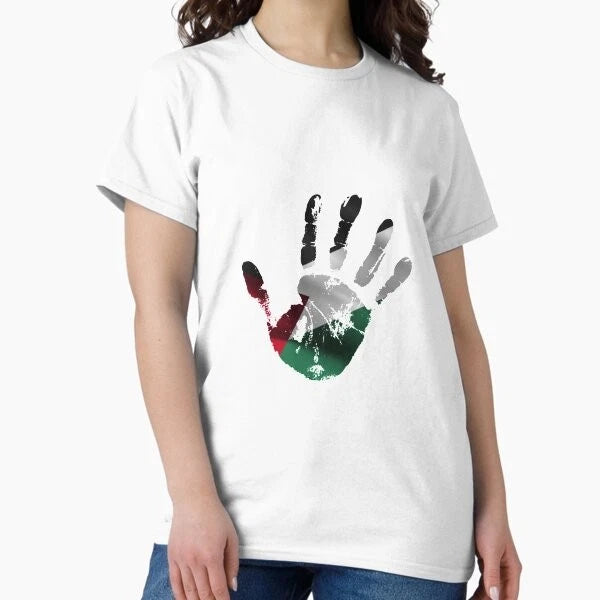 PALESTINE FLAG HANDPRINT STYLISH DESIGN Classic Made in USA/AUS T-Shirt S-2XL