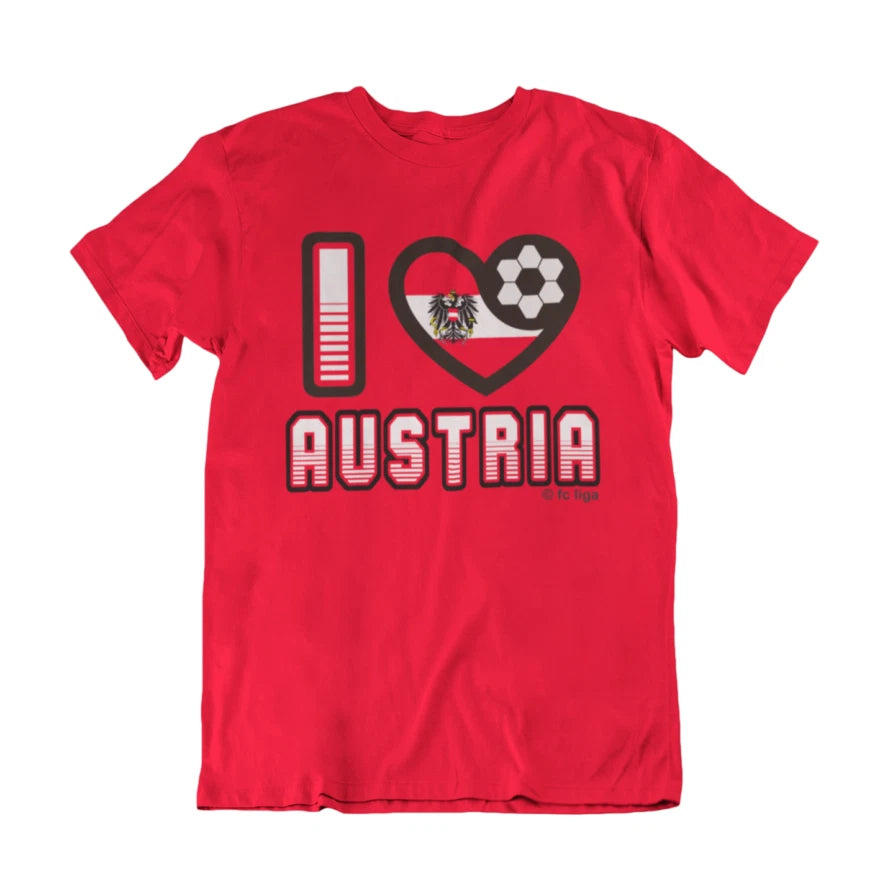 I LOVE AUSTRIA Football T-Shirt World Cup 2026, Adults Kids Or Baby, World Cup