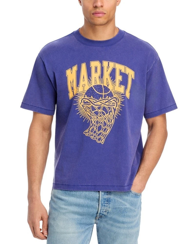 MARKET Ball Is Sacred Graphic Logo Tee Men's S Future Dusk Crewneck Pullover S/S