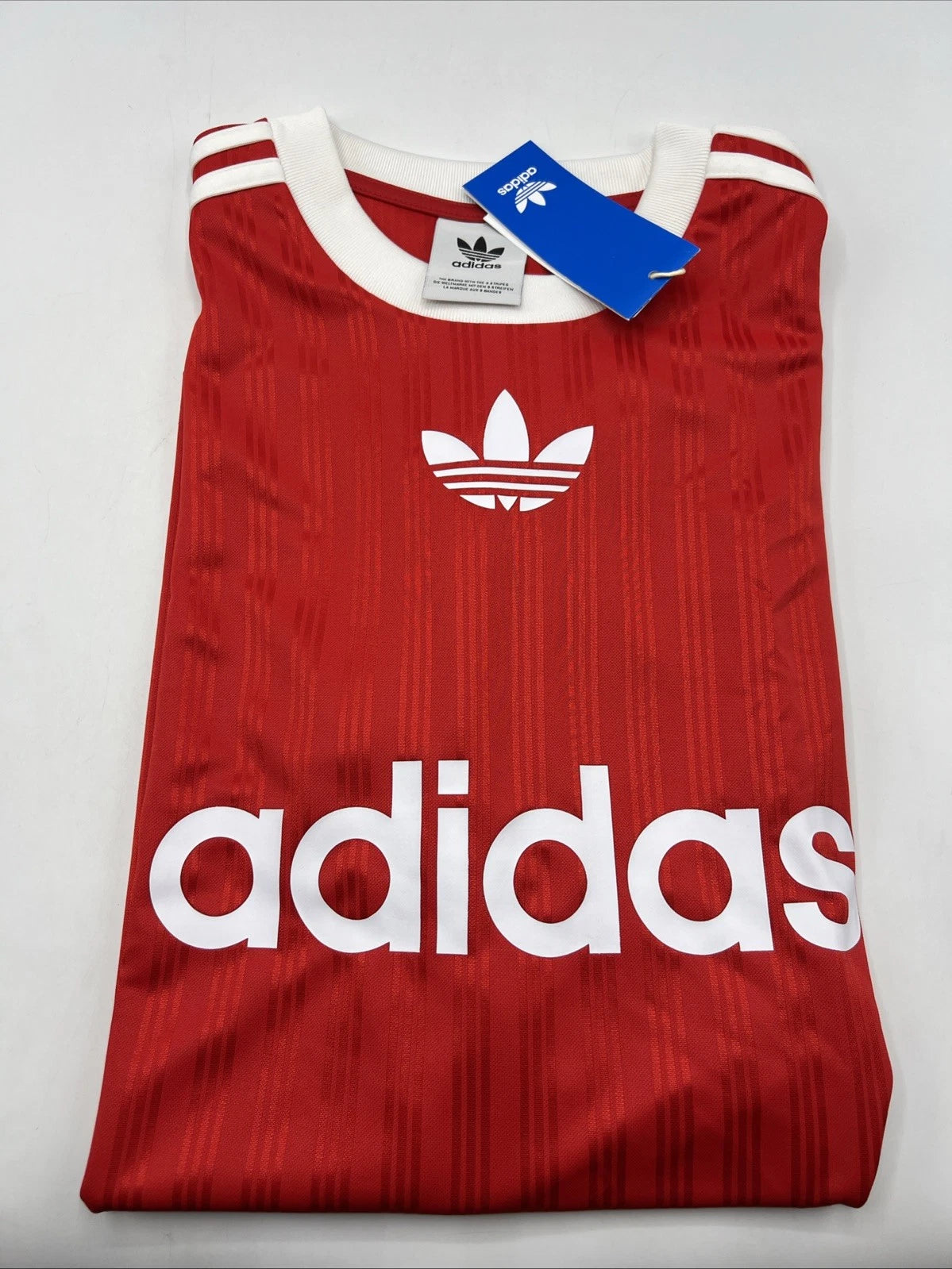 adidas originals Adicolor Poly Tee Men's Size M Red White Stripes Shirt New