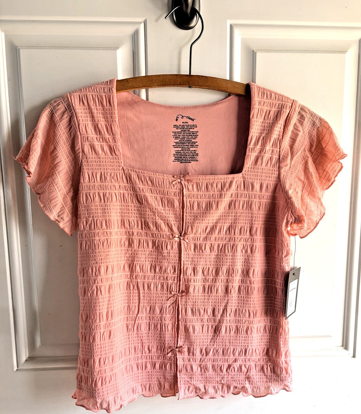 art class Girls Textured Pink Short Sleeve Shirt - Girls Size XL (14)