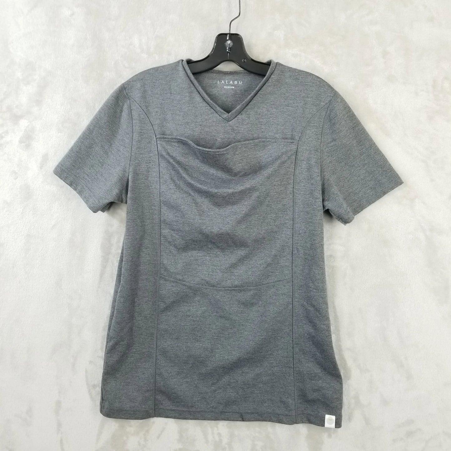 Lalabu Dad Shirt M Grey Baby Carrying Kangaroo Pouch Infant Carrier V Neck