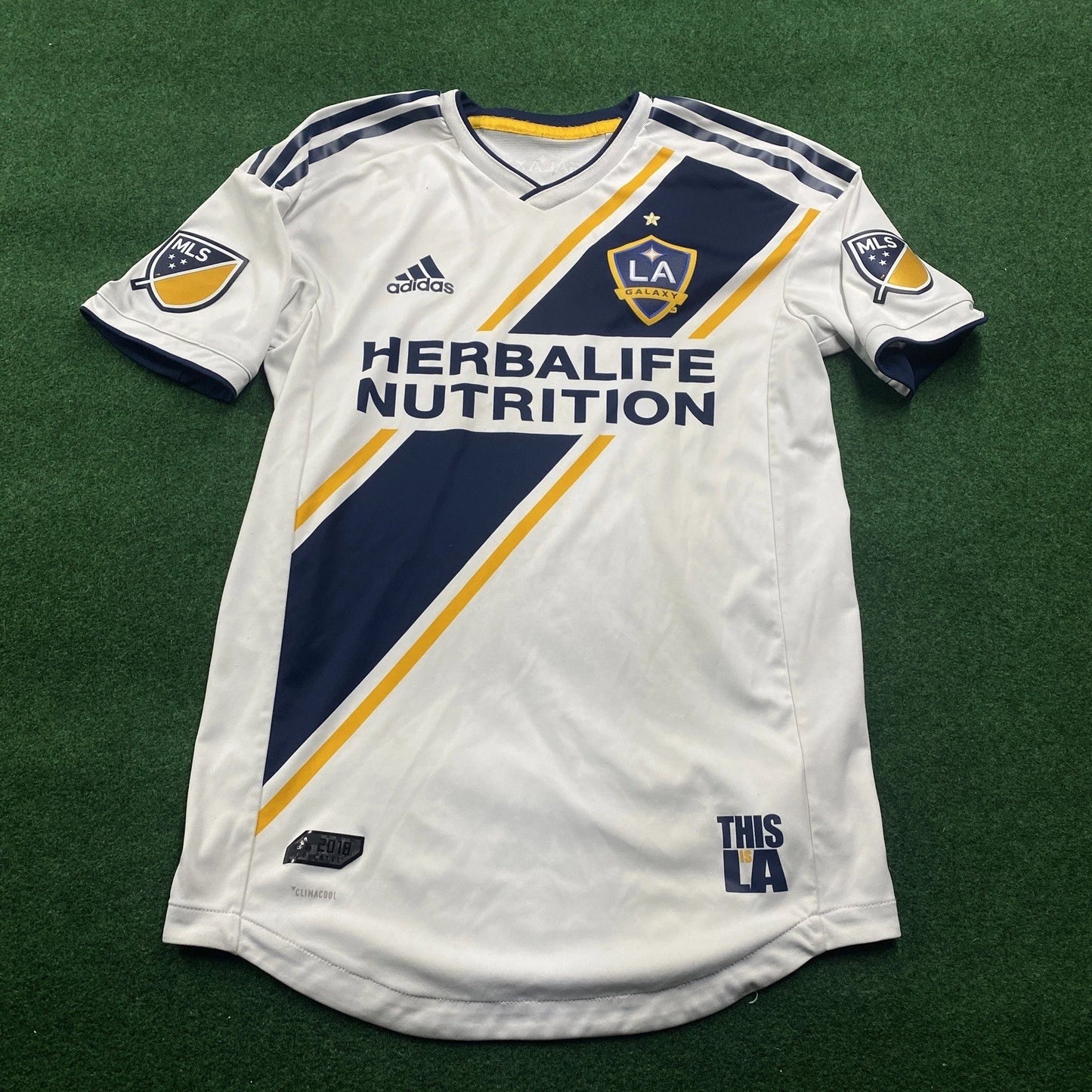 Vintage LA Galaxy Soccer Jersey Shirt Mens S White Adidas Herbalife 2018