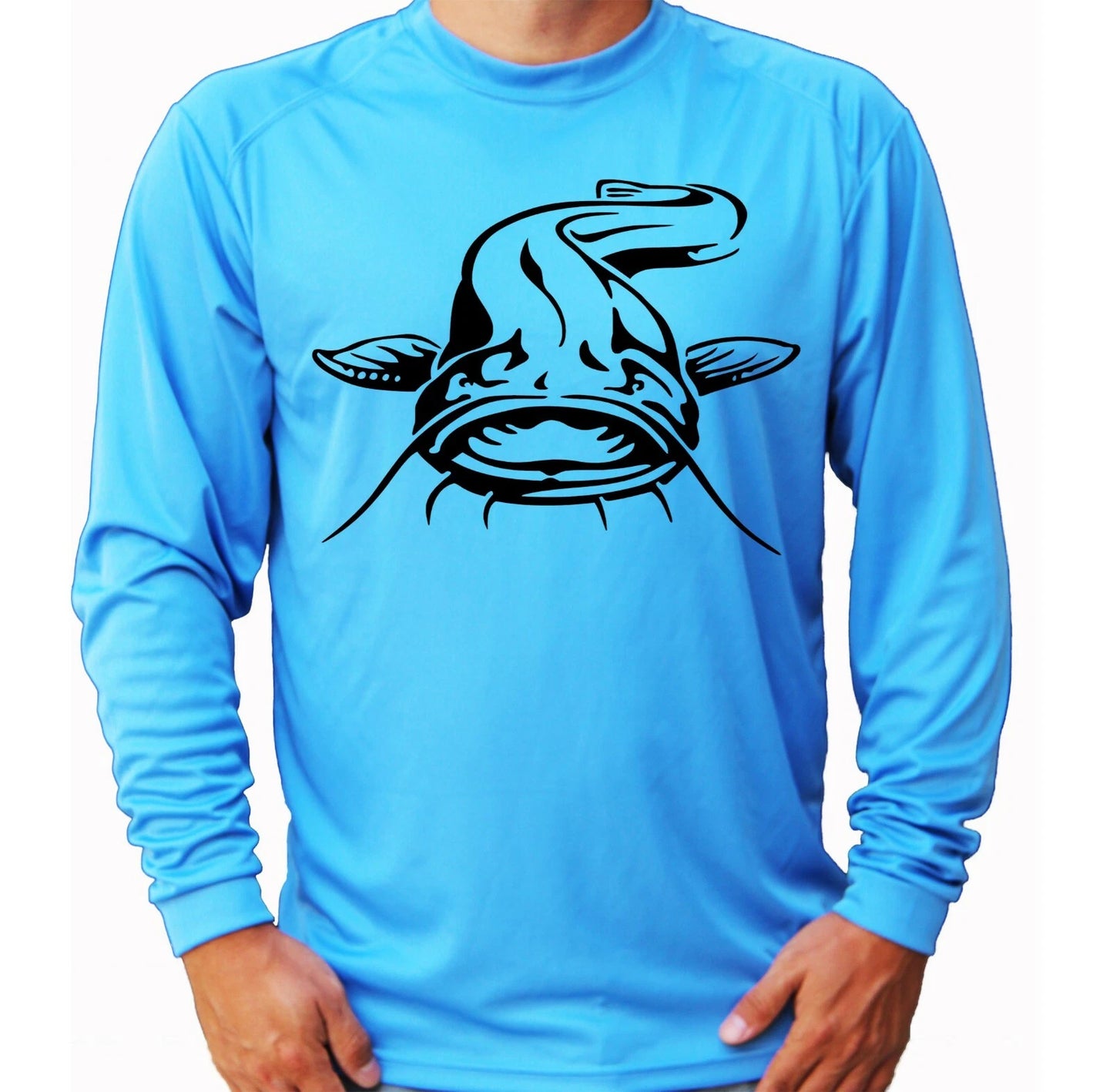 Catfish Fisherman Sport Long Sleeve UPF 30 T-Shirt Fishing Boat UV Protection