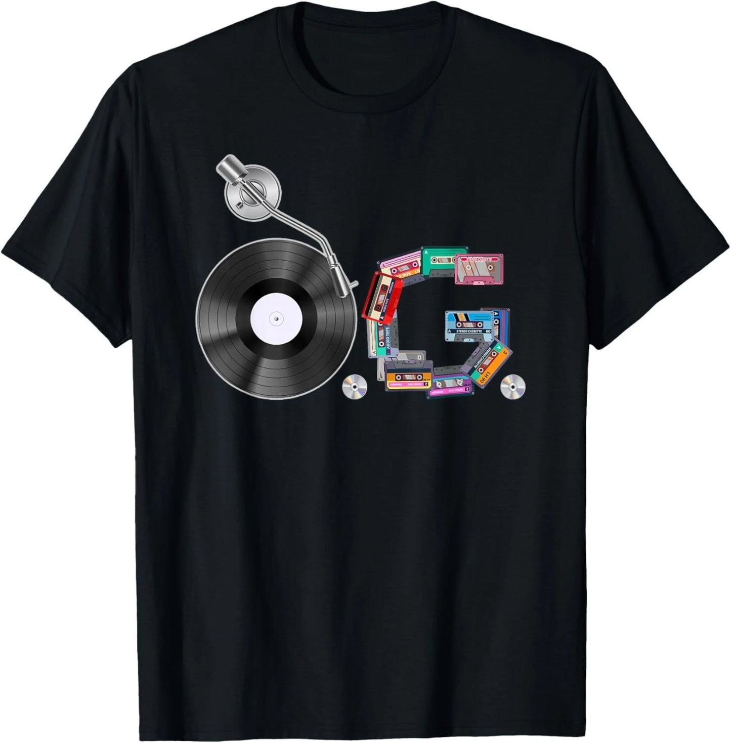 Old School OG Hip Hop Head Vinyl_ CDs_ Tapes 80s 90s Retro T-Shirt