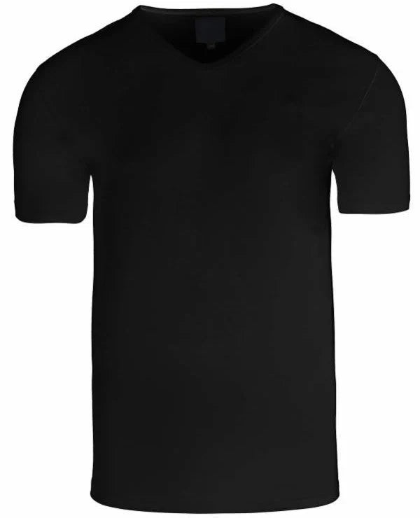 Mens V Neck Slimfit Lycra High Density Muscle Soulstar T-Shirt Black or White