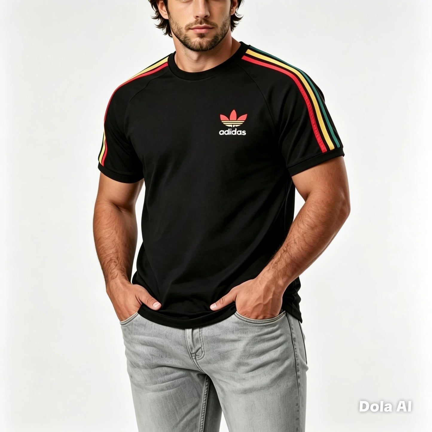 Adidas Originals Cotton 3-Stripe Contrast Piping Tee