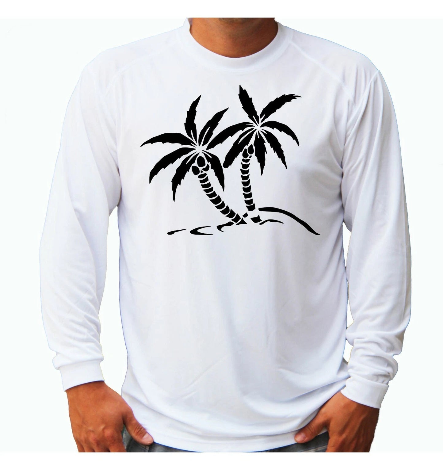 Palm Tree Ocean Long Sleeve UPF 30 T-Shirt Sport Fishing Boat UV Sun Protection
