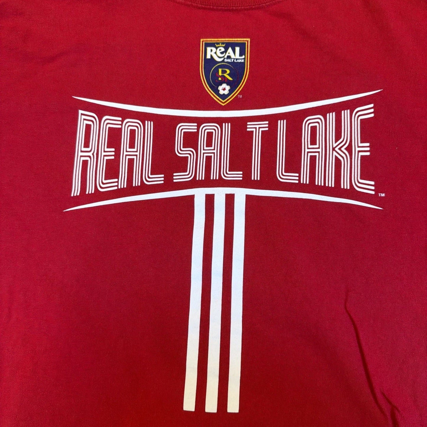 Adidas Real Salt Lake Red T-Shirt L Short Sleeve Graphic Tee Soccer Fan Apparel