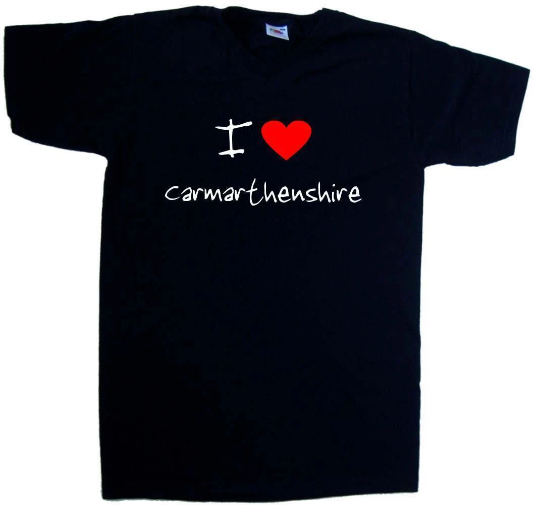 I Love Heart Carmarthenshire V-Neck T-Shirt
