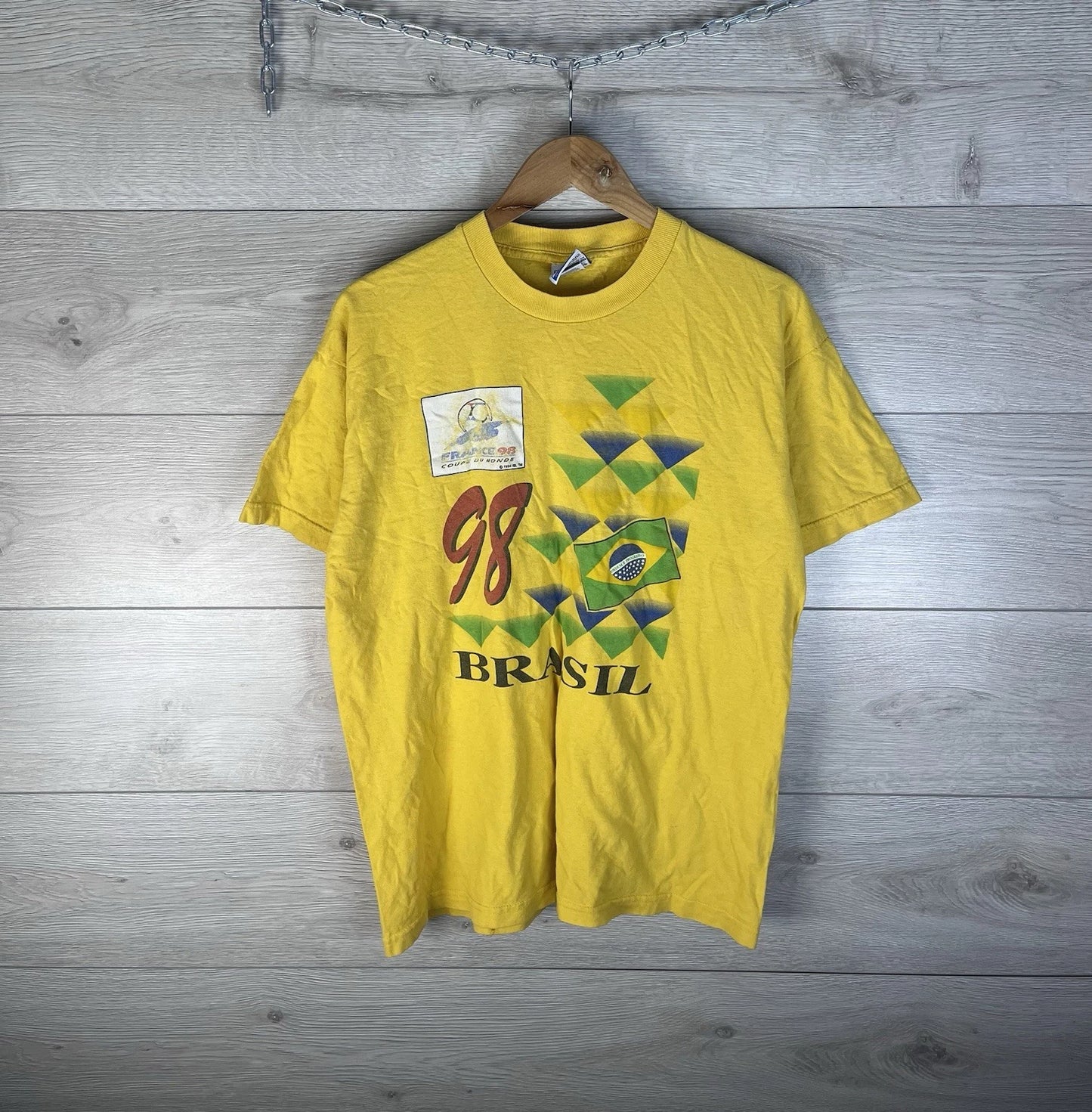Mens t-shirt merch France 98 Coupe Ou Mande size L Brazil ๐ง๐ท