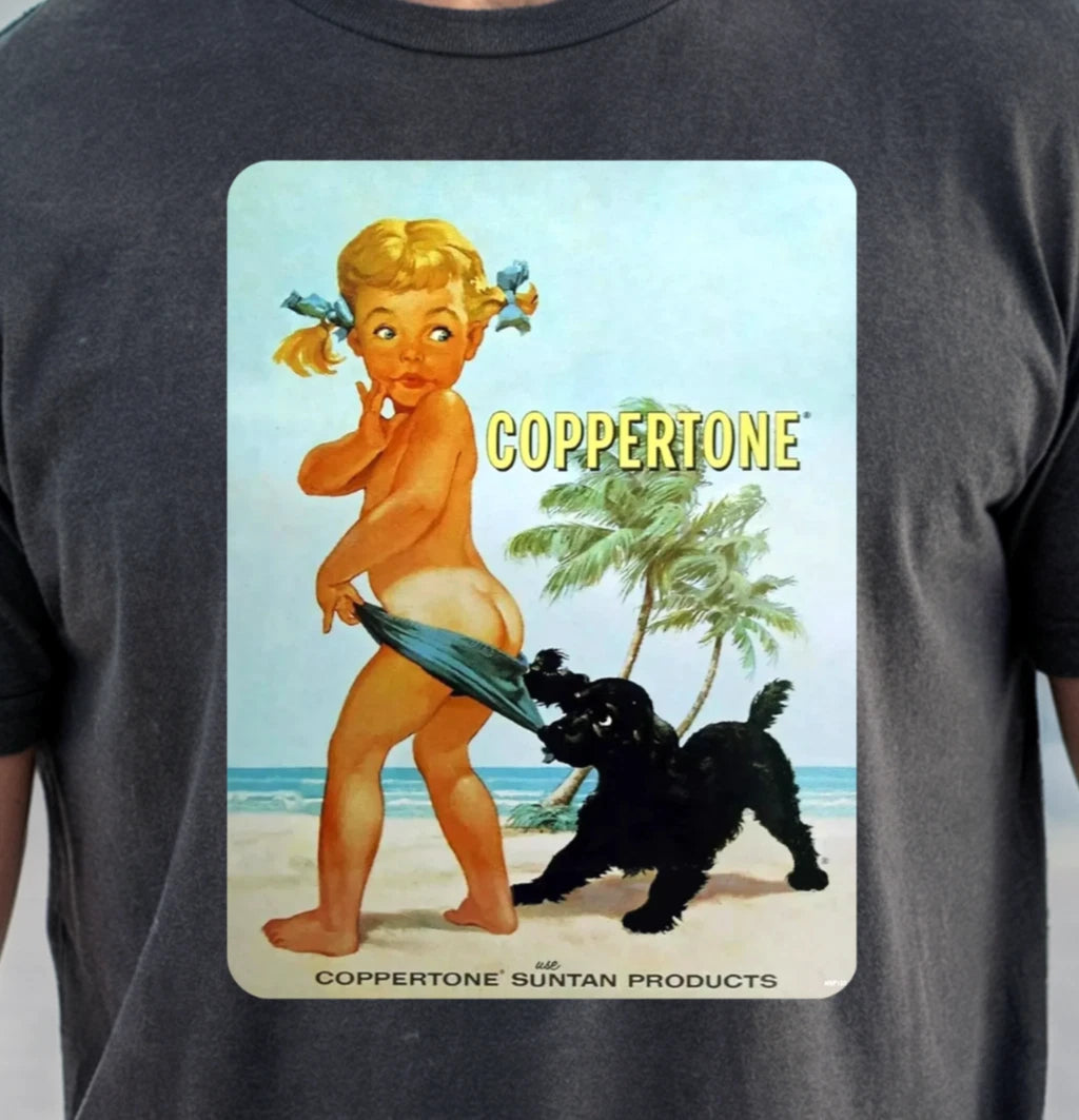 Coppertone Girl Dog T-Shirt | Vintage Beach Advertisement Tee, Vintage Beach Tee