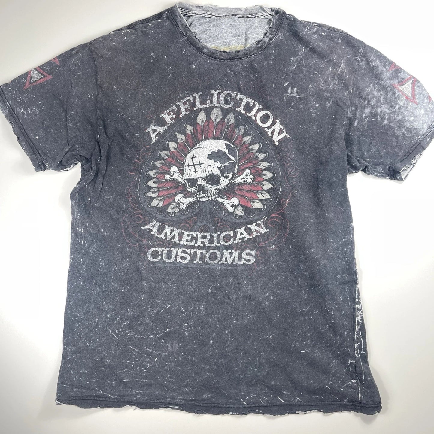 Affliction American Customs Reversible Skull Graphic T-Shirt Men’s XXL Biker Y2K