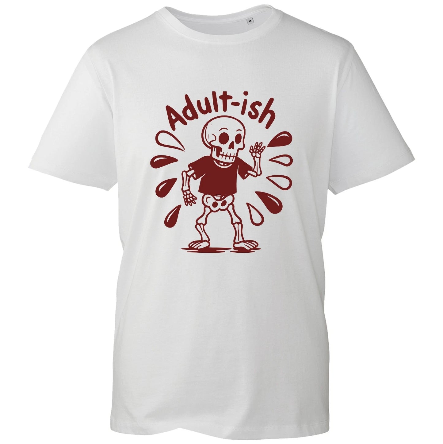 Funny Skeleton Adultish T-Shirt Unisex White Cotton Shirt Sarcastic Quote UK
