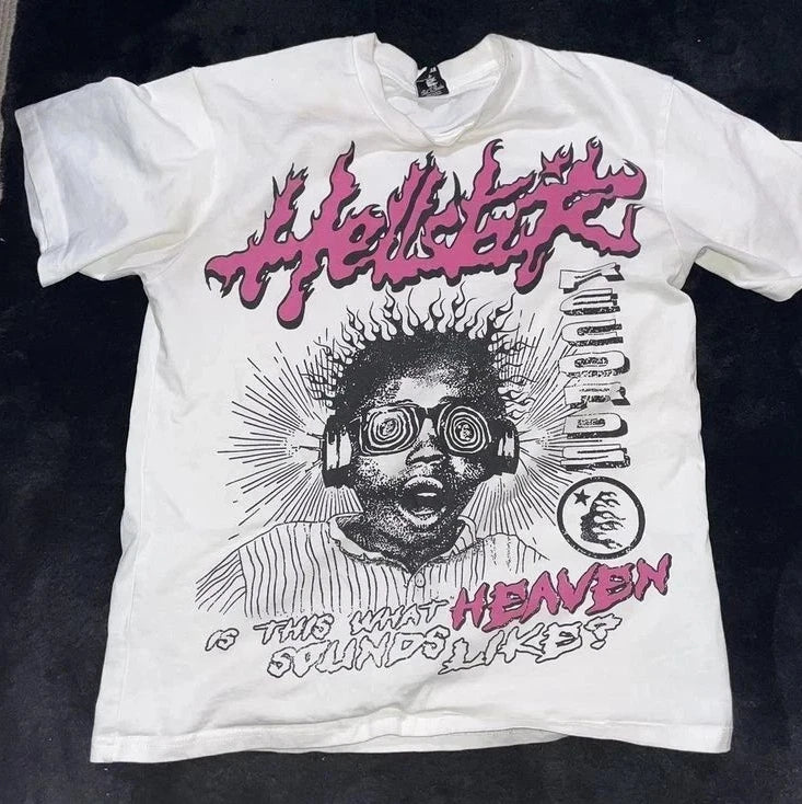 Hellstar Graphic Retro White Short Sleeve Unisex Tshirt Reprint S-5XL