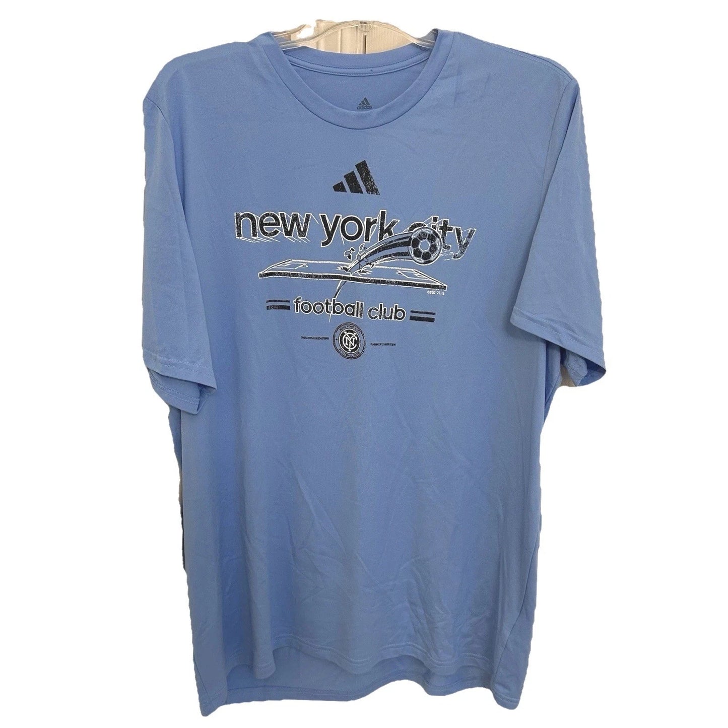 Adidas New York City Football Club NYCFC Graphic T-Shirt Mens XL Light Blue EUC
