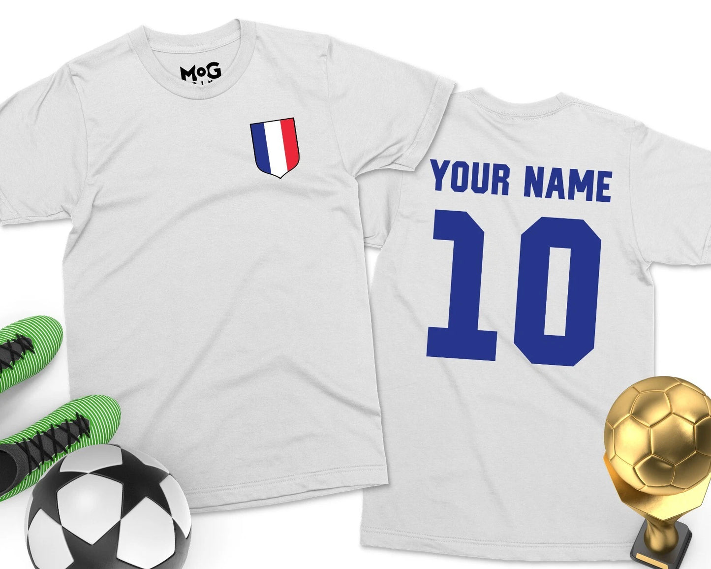 FRANCE Personalised Football T-shirt French Footballer Shirt Kit Custom Name Tee