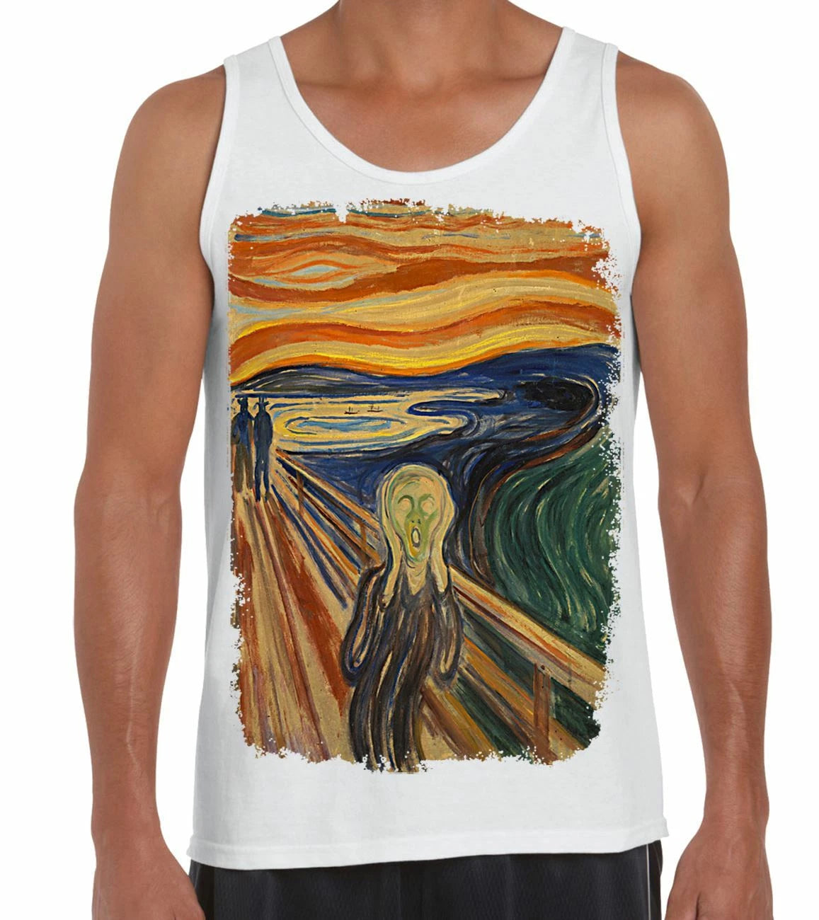 Edvard Munch The Scream Large Print Men's Vest Tank Top - Fine Art Design