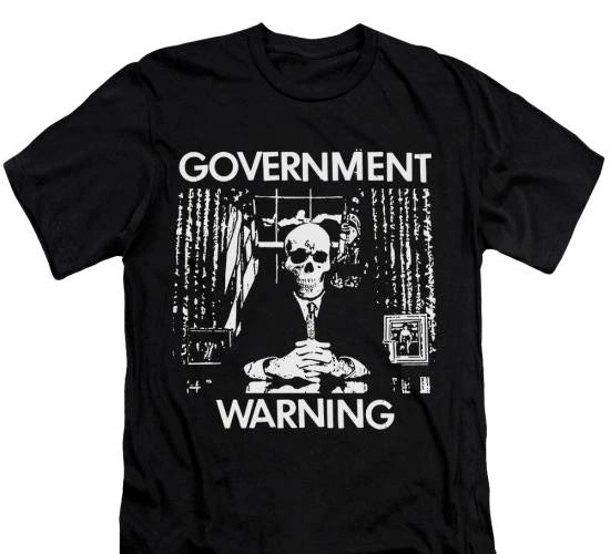 Government Warning T-Shirt Gothic Deathrock Goth Post Punk Music Unisex Tee