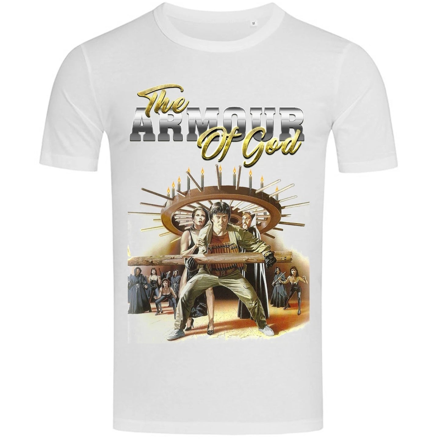 Mens Regular Fitedt T-Shirt Jackie Chan Film The Armour Of God White T-Shirt