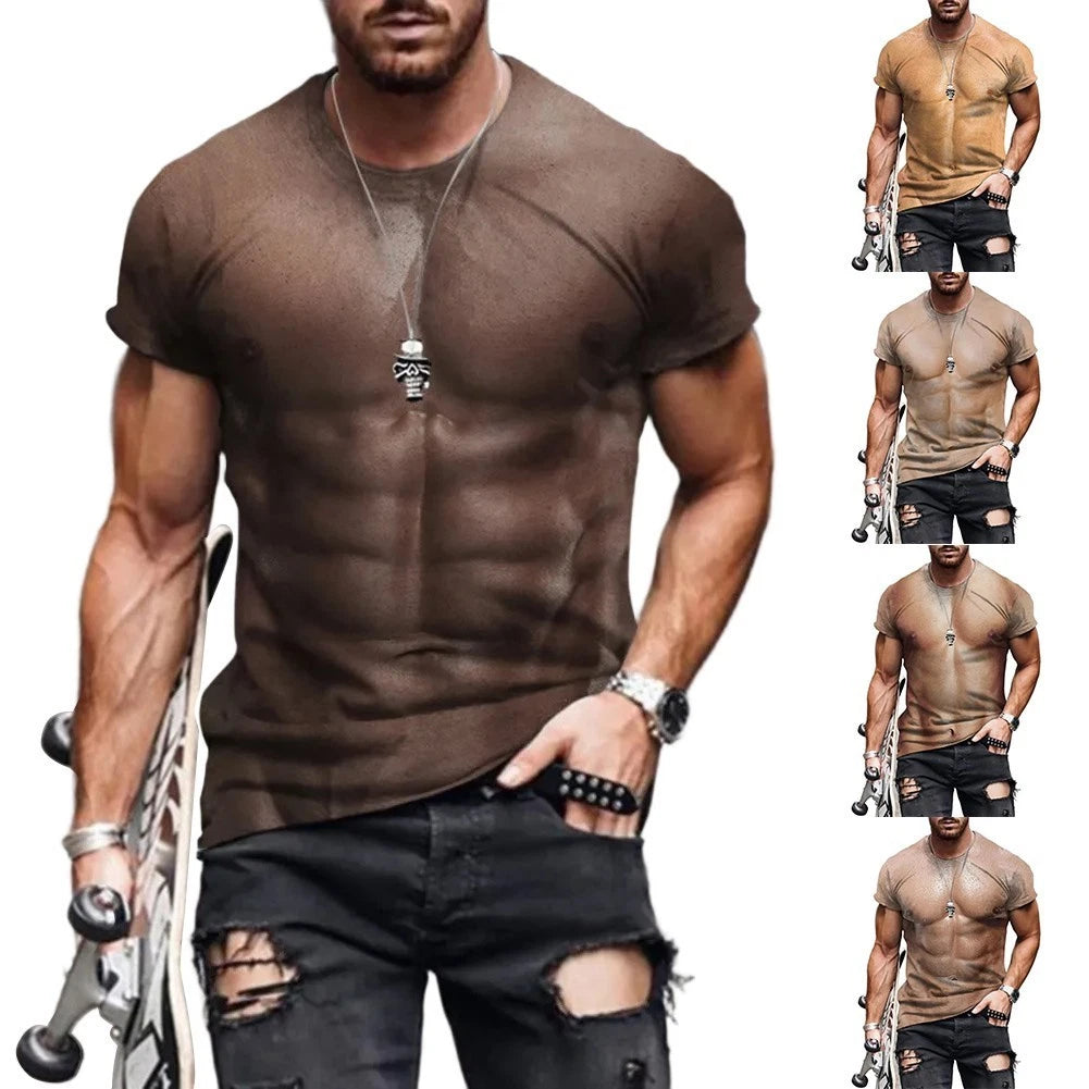 Funny Muscle T-Shirt Printed Humor Shirt 95% Polyester Fabric Casual Wear