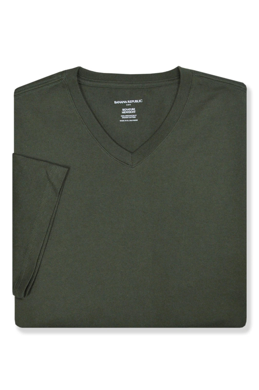 Banana Republic F Mens Green Midweight Cotton V-neck Tee Shirt Medium M BR-010
