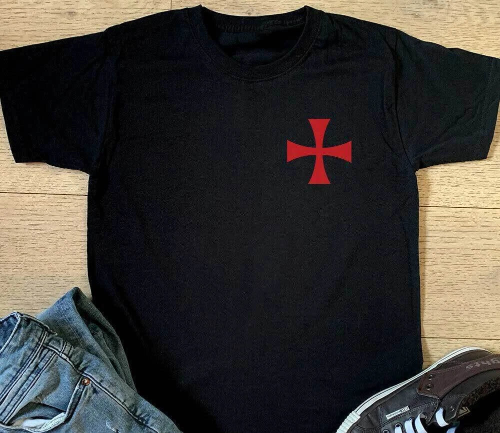 Knights Templar POCKET T Shirt Medieval Knight Teutonic Crusader Creed Gift Top