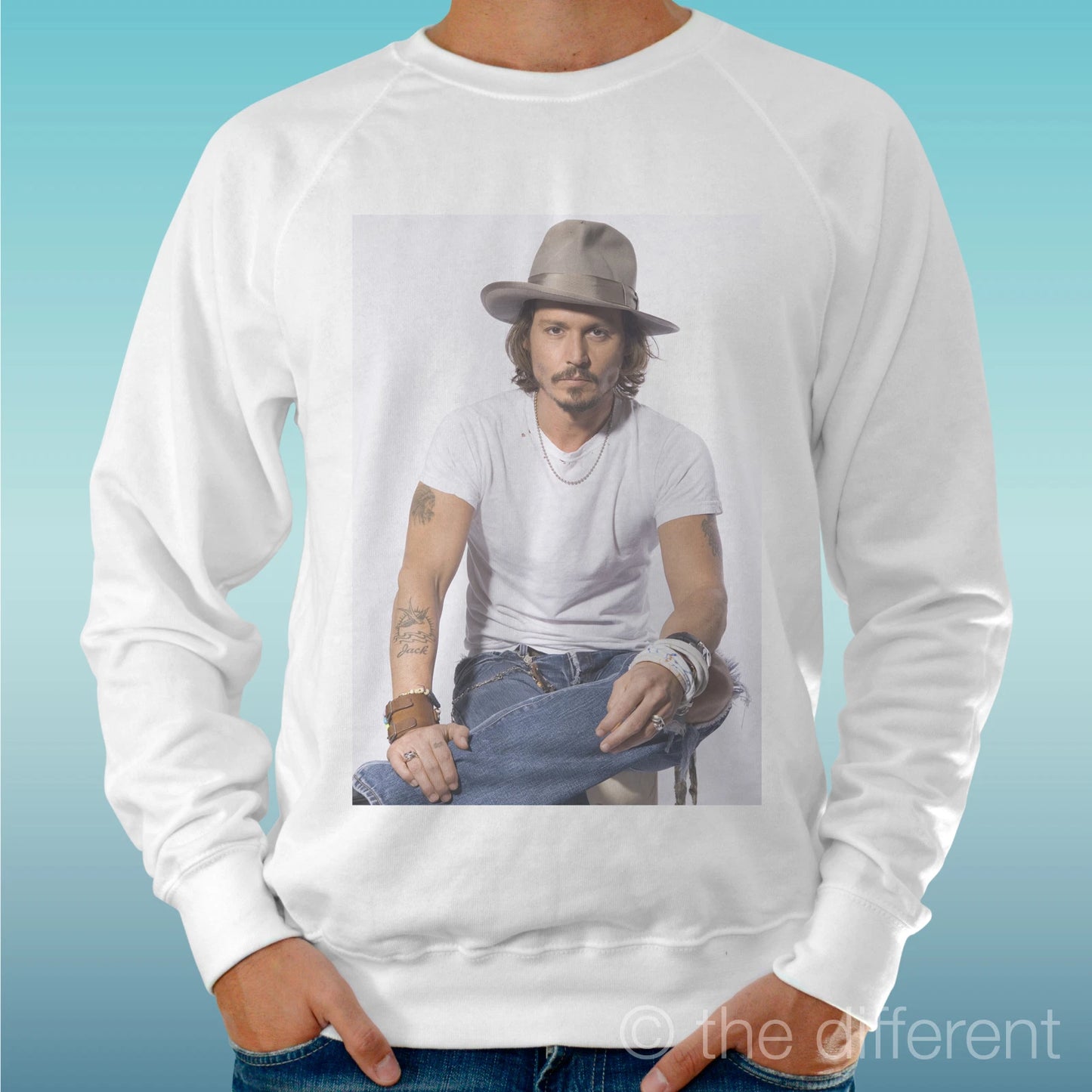 Felpa Man Light Sweater White " Johnny Depp Film Movie " Road To Happiness