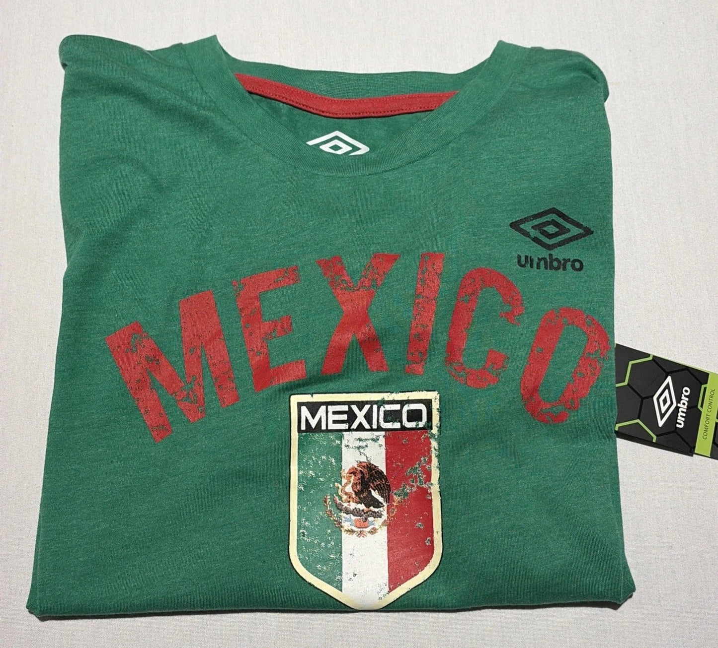 Umbro Mexico Soccer T-Shirt Men's Large Green Printed Graphic New Tags -F430